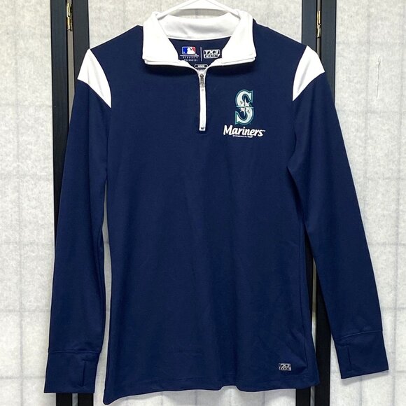 Seattle Mariners Navy Quarter Zip Genuine MLB TX3 Cool Long Sleeve Pullover M - Picture 1 of 12